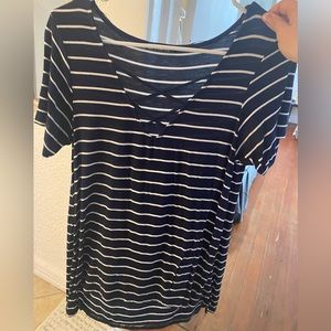 Navy and white crisscross top